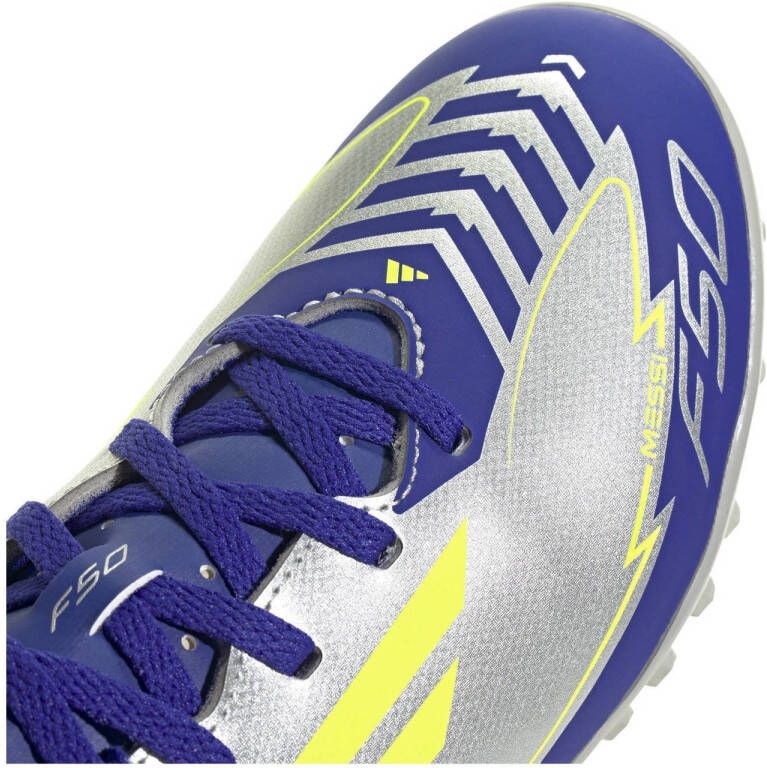 adidas Performance F50 Club Messi junior voetbalschoenen zilvermetallic kobaltblauw geel
