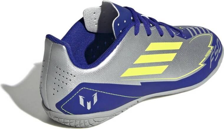 adidas Performance F50 Club Messi Junior zaalvoetbalschoenen zilver metallic kobaltblauw geel