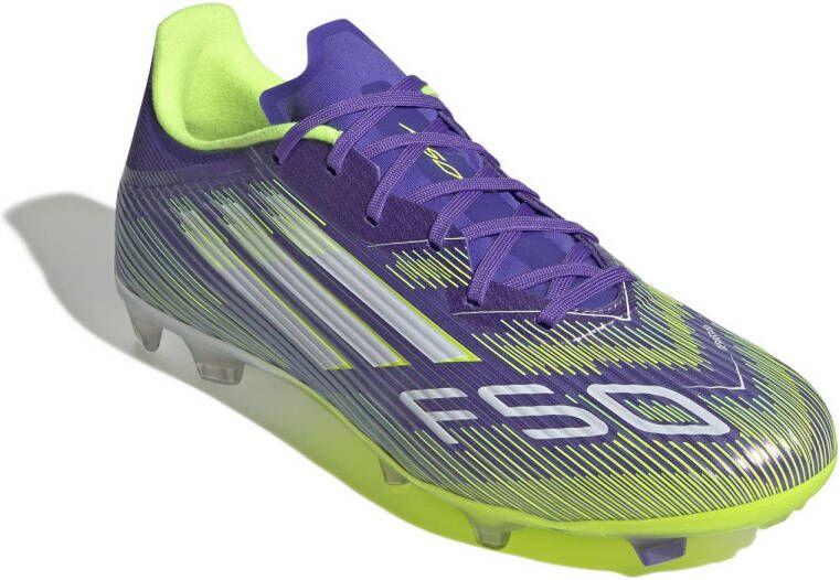 adidas Performance F50 League FG MG senior voetbalschoenen paars wit geel