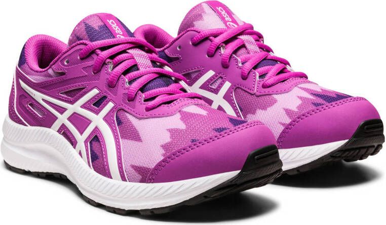 ASICS Contend 8 Print hardloopschoenen fuchsia roze kids