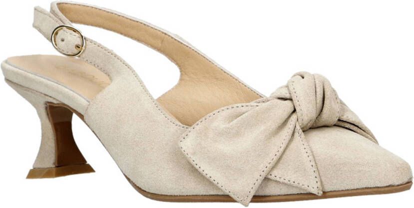 Babouche Dua-2 suède slingback pumps beige