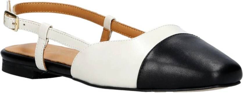 Babouche Janna-1 leren slingback loafers wit zwart