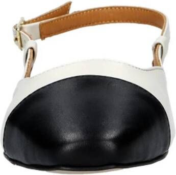 Babouche Janna-1 leren slingback loafers wit zwart