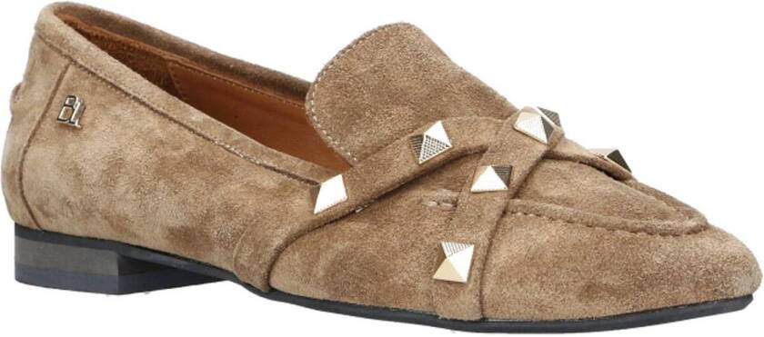 Babouche Josie-2 suède loafers donker beige