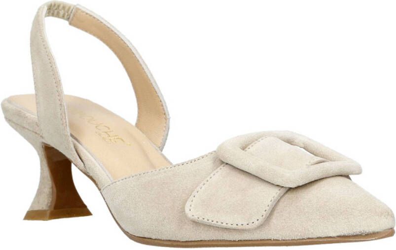 Babouche Lana-2 suède slingback pumps ecru