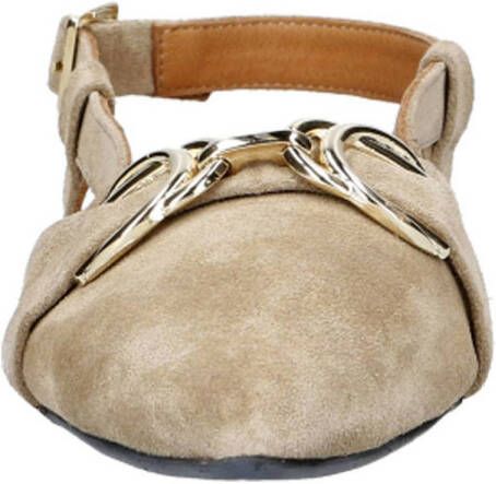 Babouche Leonore-2 suède slingback loafers beige