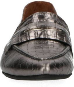 Babouche leren loafers met croroprint zilver metallic
