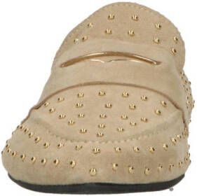 Babouche Maya 2 suède loafers met studs beige