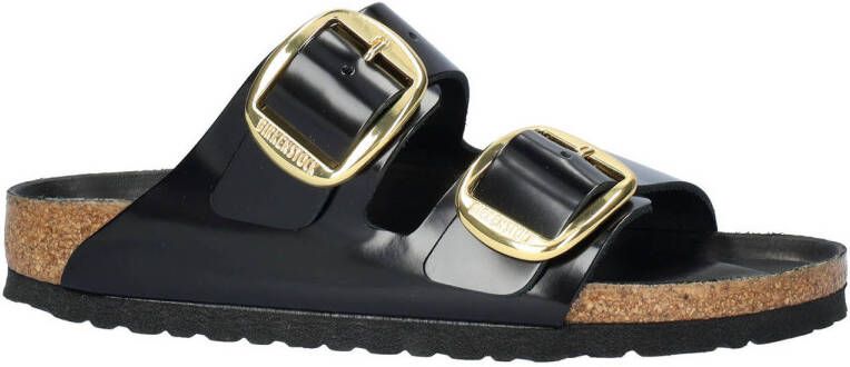 Birkenstock Arizona Big Buckle lakleren slippers zwart