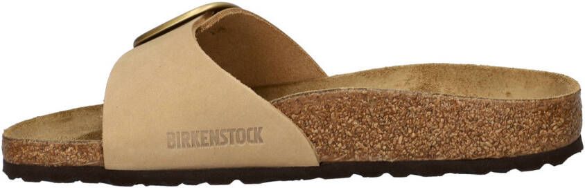 Birkenstock Madrid Big Buckle nubuck slippers beige