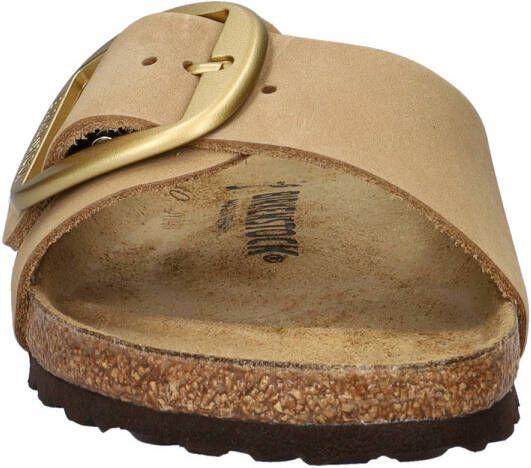 Birkenstock Madrid Big Buckle nubuck slippers beige