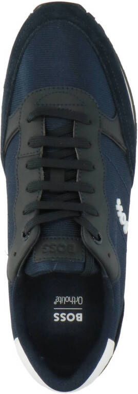 BOSS Parkour-L Runn leren sneakers donkerblauw