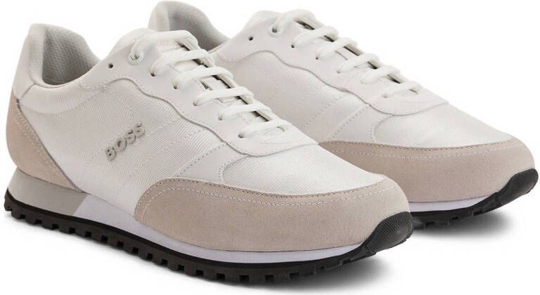 BOSS Parkour-L_Runn_nymx leren sneakers off white beige