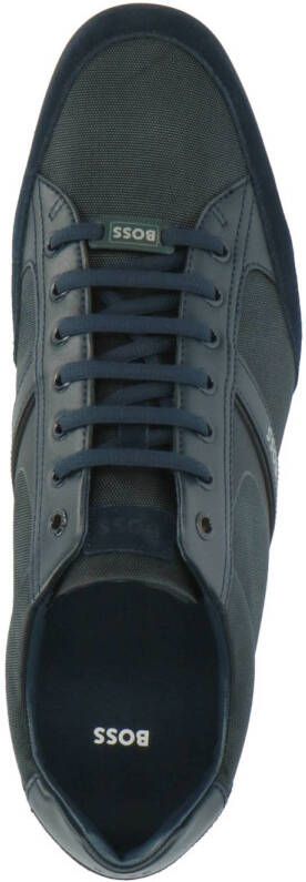 BOSS Saturn Lowp leren sneakers donkerblauw