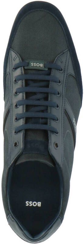 BOSS Saturn Lowp leren sneakers donkerblauw