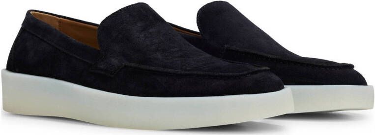 BOSS suède loafers donkerblauw