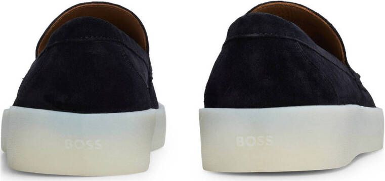 BOSS suède loafers donkerblauw