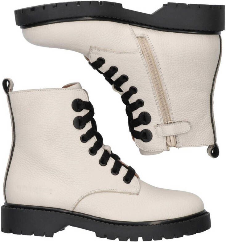 Braqeez Belle Boot leren veterboots ecru