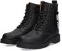 Braqeez Belle Boot Meisjes Biker Boots Zwart Leer Veters - Thumbnail 4