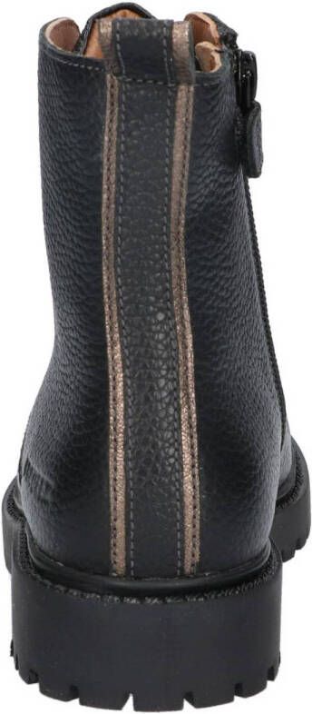 Braqeez Belle Boot leren veterboots zwart