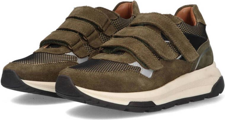 Braqeez Fygo Flash suède sneakers kakigroen