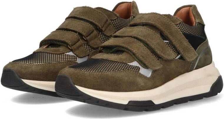 Braqeez Fygo Flash suède sneakers kakigroen