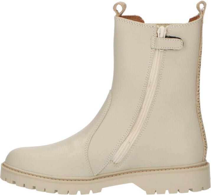 Braqeez leren chelseaboots ecru