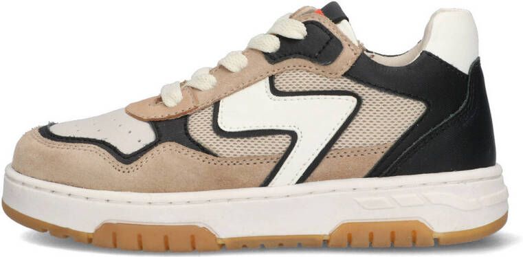 Braqeez leren sneakers beige zwart