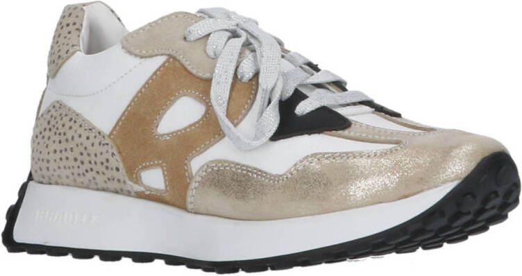 Braqeez leren sneakers wit beige