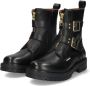 Braqeez 423559-589 Meisjes Biker Boots Zwart Leer Gesp Met Rits - Thumbnail 1