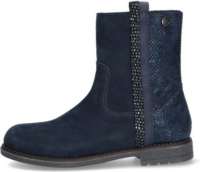 Braqeez Naomi Nova leren laarzen donkerblauw