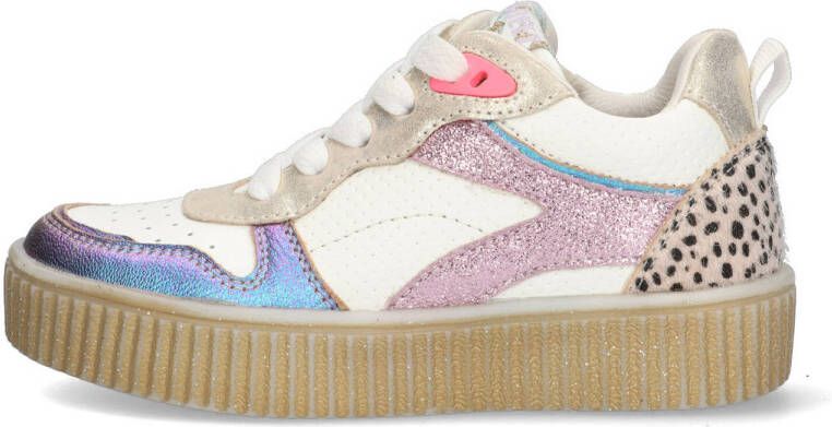 Braqeez Peggy Paris leren sneakers wit lila