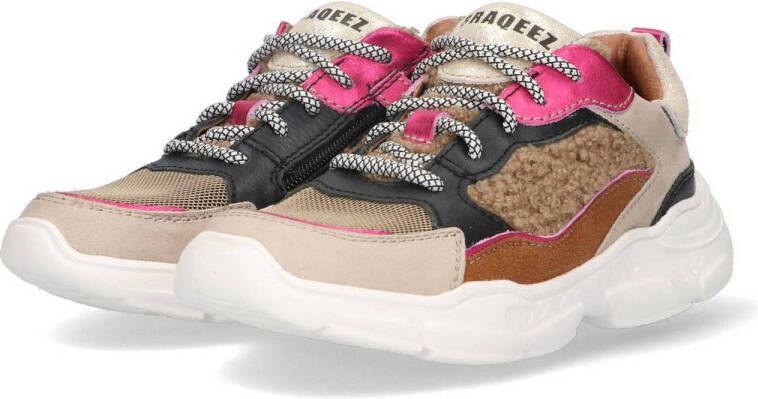 Braqeez River Run chunky leren sneakers beige