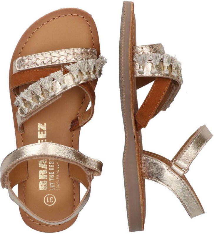 Braqeez Sophie Sun leren sandalen champagne