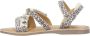 Braqeez 425018-506 Meisjes Platte Sandalen Beige Leer Klittenband - Thumbnail 4