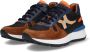 Braqeez 422942-413 Jongens Lage Sneakers Bruin Blauw Oranje Leer Veters - Thumbnail 6