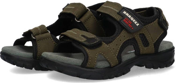 Braqeez Tom Trail leren sandalen olijfgroen