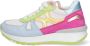 Braqeez 423272-122 Meisjes Lage Sneakers Roze Wit Multi Blauw Groen Nubuck Veters - Thumbnail 3