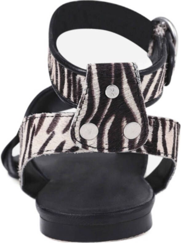 BRONX New skyler leren sandalen zebraprint zwart