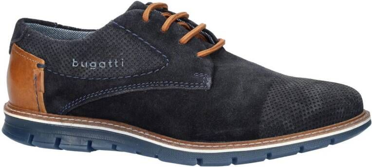 Bugatti Simone suède veterschoenen donkerblauw