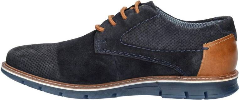 Bugatti Simone suède veterschoenen donkerblauw