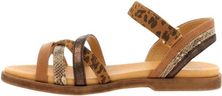 bullboxer sandalen met dierenprint bruin