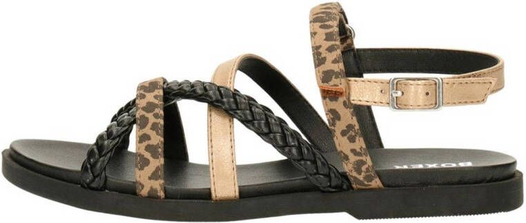 bullboxer sandalen met panterprint zwart multi