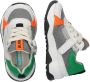 BunniesJR Bunnies JR 223374-600 Jongens Lage Sneakers Wit Grijs Groen Oranje Leer Veter - Thumbnail 3