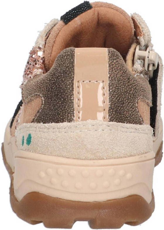 Bunnies JR 223842-406 Meisjes Lage Sneakers Beige Bruin Print Suède Veters