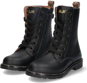 Bunnies JR 223863-589 Meisjes Biker Boots Zwart Leer Veters