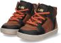 BunniesJR Bunnies JR 223750-589 Jongens Hoge Sneakers Zwart Bruin Oranje Suède Veters - Thumbnail 1