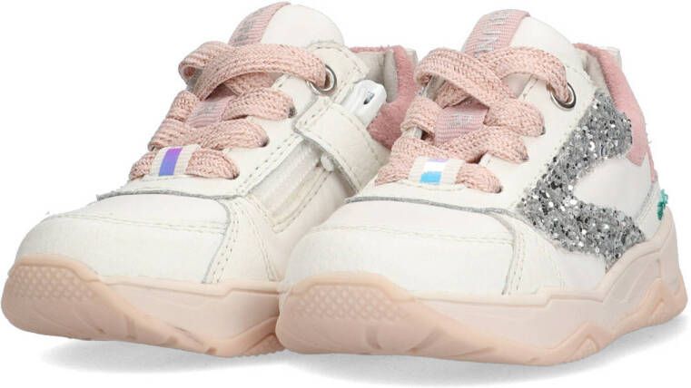 BunniesJR Ciske Chunky leren sneakers met glitters wit roze