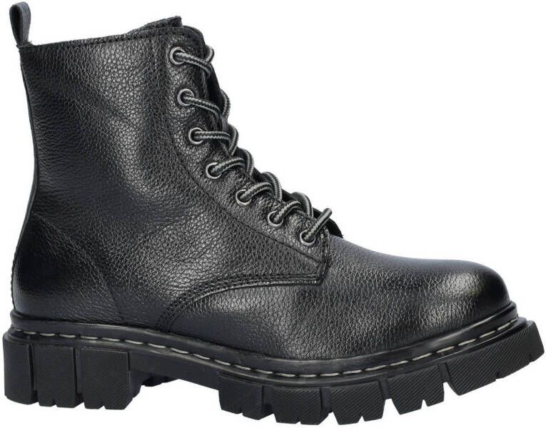 Cafe Moda leren veterboots zwart