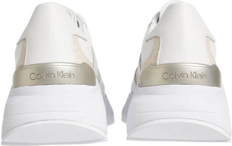Calvin Klein leren wedge sneakers wit ecru
